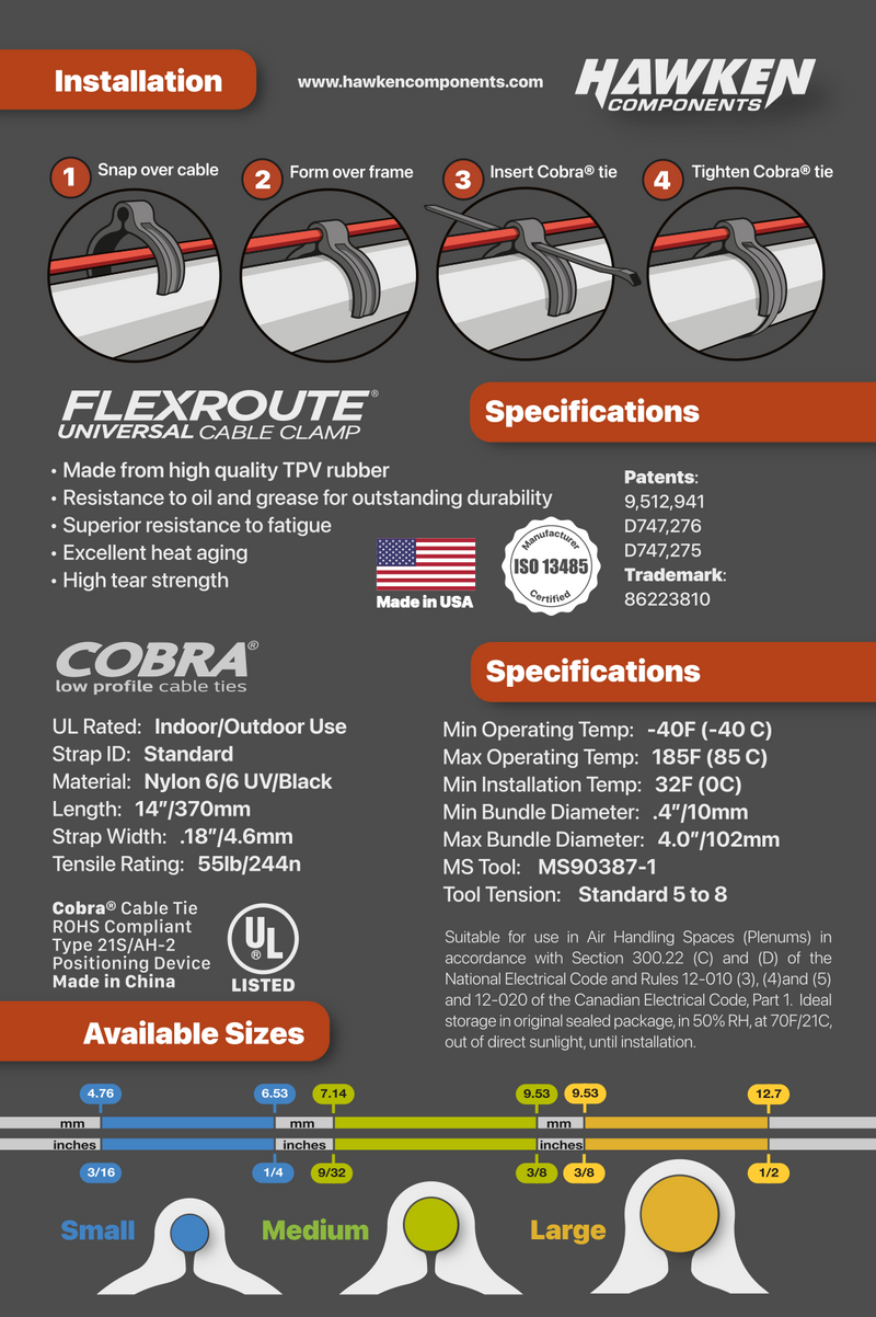 Assorted 6 pack Flexroute® cable clamps